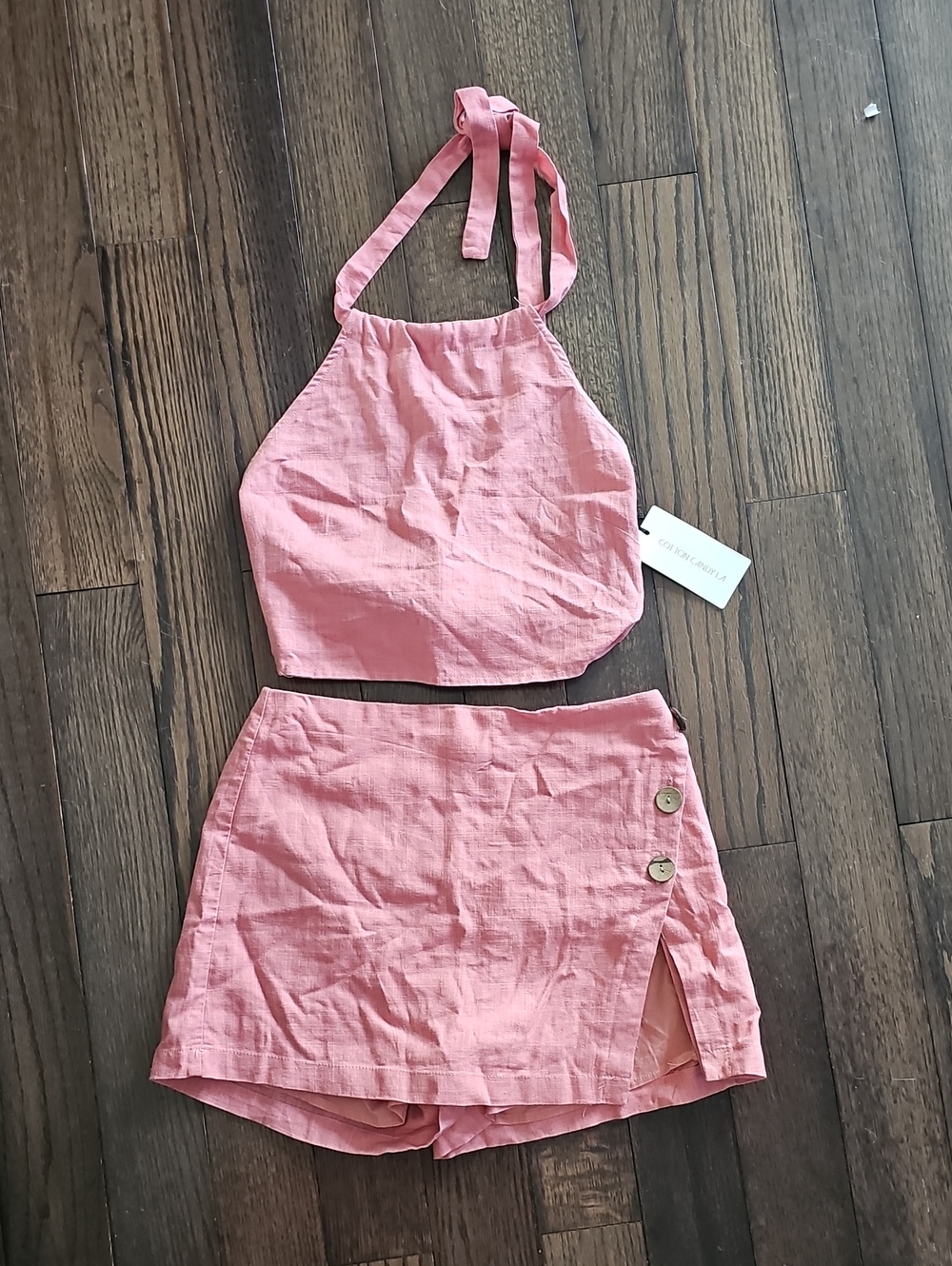 NWT Cotton Candy Pink Halter Crop Top & Matching Skort Set - SIZE M